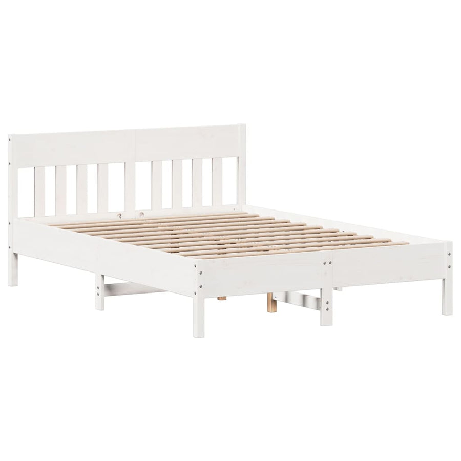 Bed met boekenkast zonder matras grenenhout wit 140x190 cm