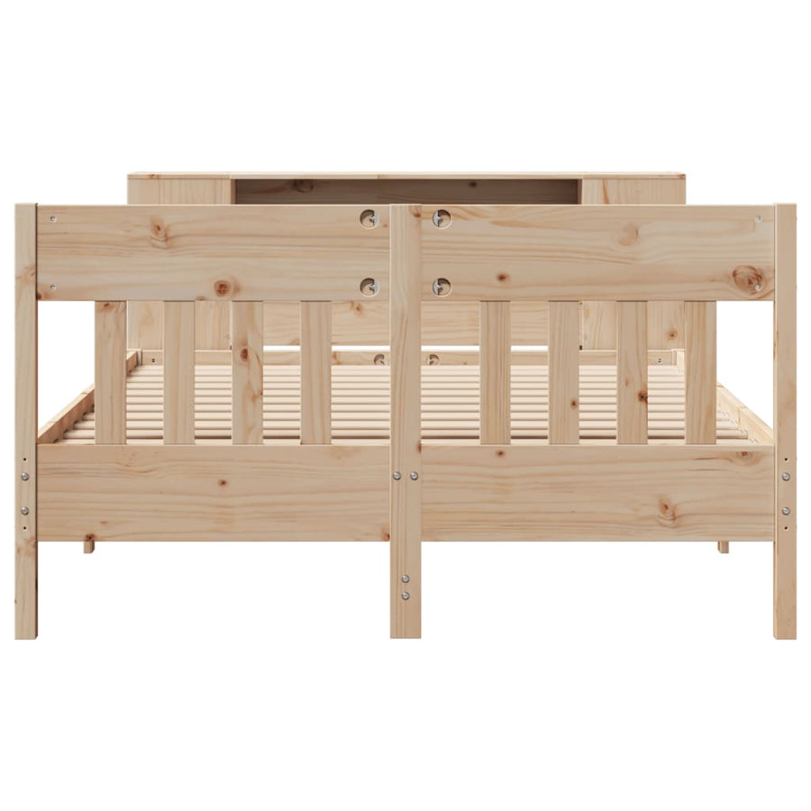 Bed met boekenkast zonder matras massief grenenhout 135x190 cm
