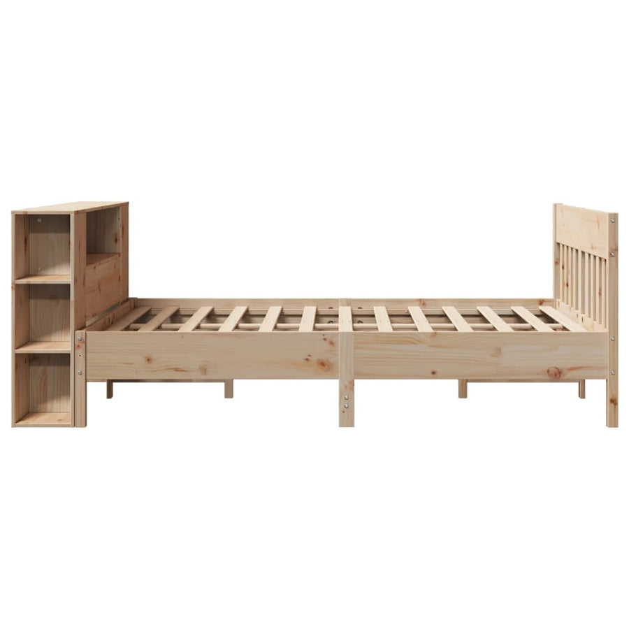 Bed met boekenkast zonder matras massief grenenhout 135x190 cm