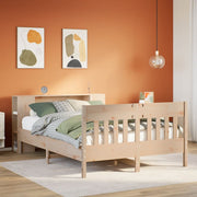 Bed met boekenkast 135x190 cm massief grenenhout