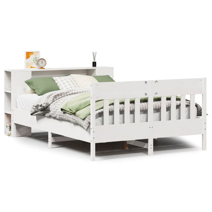 Bed met boekenkast zonder matras grenenhout wit 120x190 cm