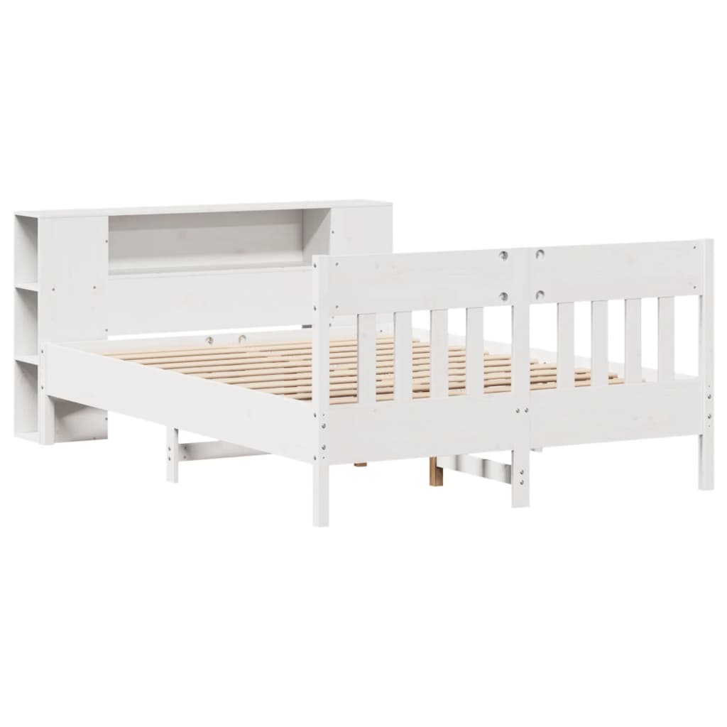 Bed met boekenkast zonder matras grenenhout wit 120x190 cm