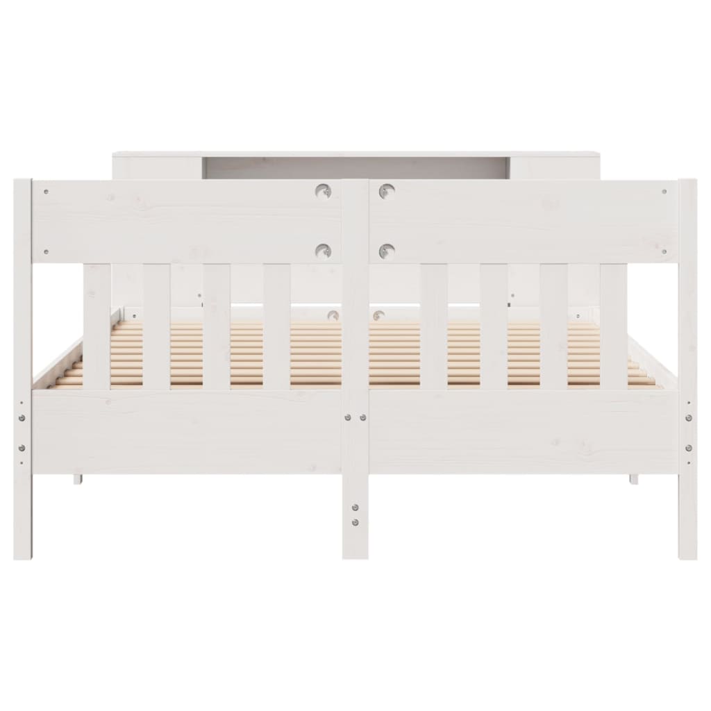 Bed met boekenkast zonder matras grenenhout wit 120x190 cm