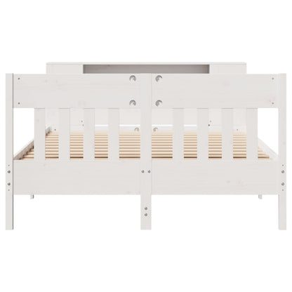 Bed met boekenkast zonder matras grenenhout wit 120x190 cm