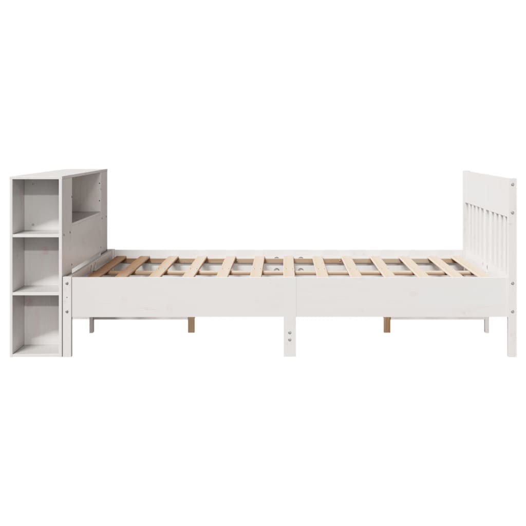 Bed met boekenkast zonder matras grenenhout wit 120x190 cm