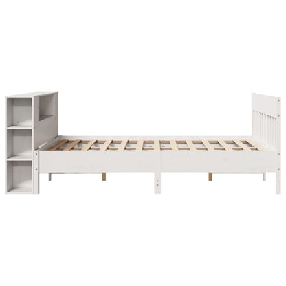 Bed met boekenkast zonder matras grenenhout wit 120x190 cm