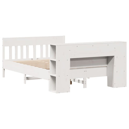 Bed met boekenkast zonder matras grenenhout wit 120x190 cm