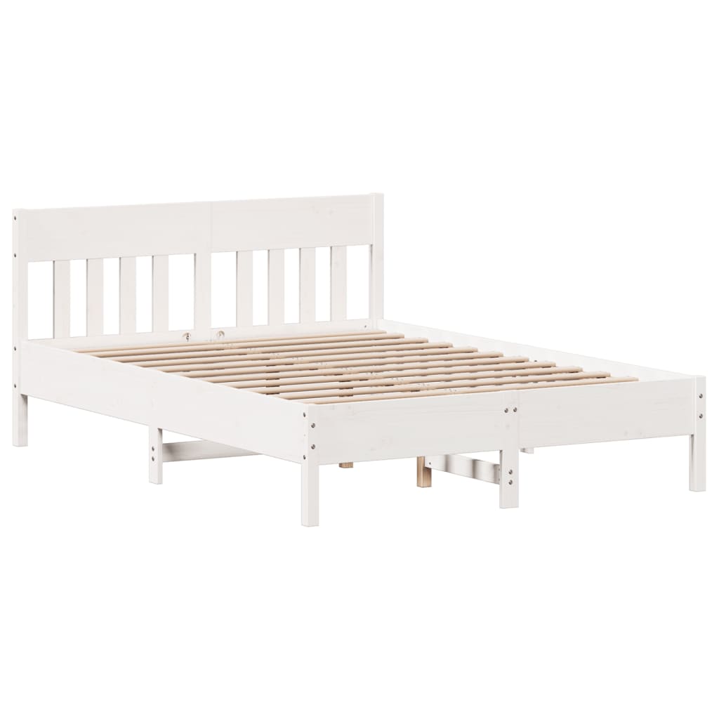 Bed met boekenkast zonder matras grenenhout wit 120x190 cm