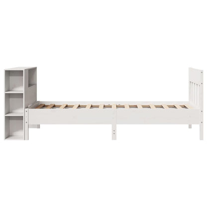 Bed met boekenkast zonder matras grenenhout wit 90x190 cm