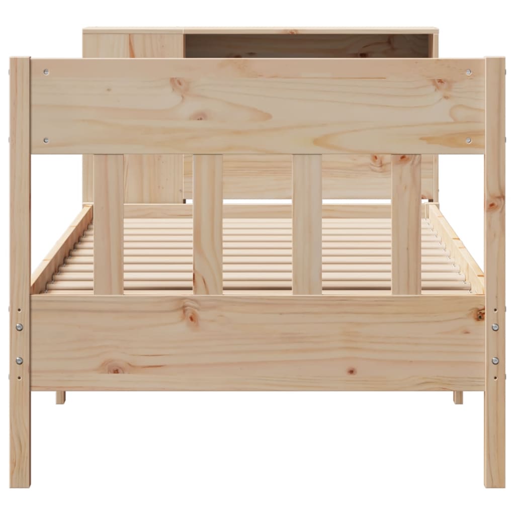 Bed met boekenkast zonder matras massief grenenhout 75x190 cm