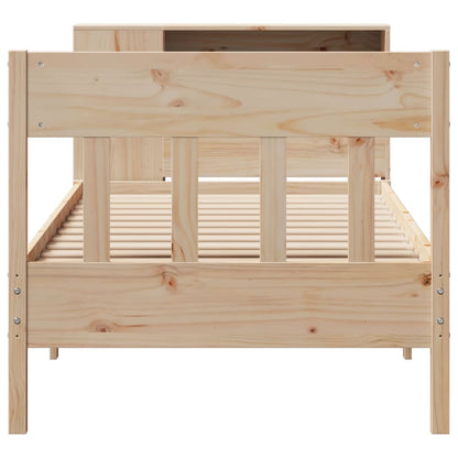 Bed met boekenkast zonder matras massief grenenhout 75x190 cm