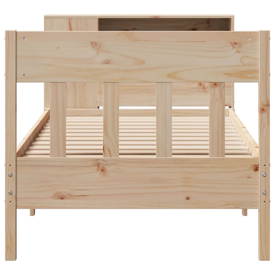 Bed met boekenkast zonder matras massief grenenhout 75x190 cm