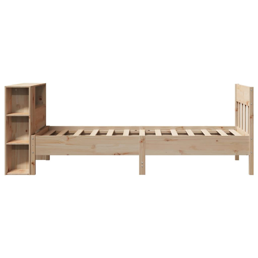 Bed met boekenkast zonder matras massief grenenhout 75x190 cm