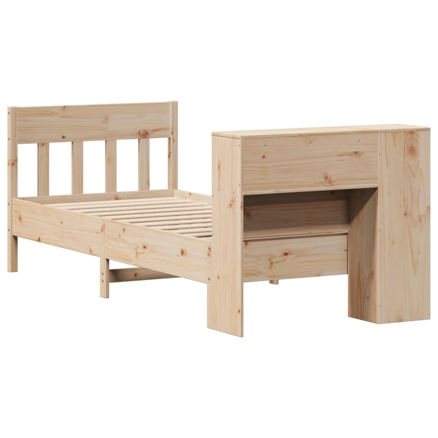 Bed met boekenkast zonder matras massief grenenhout 75x190 cm