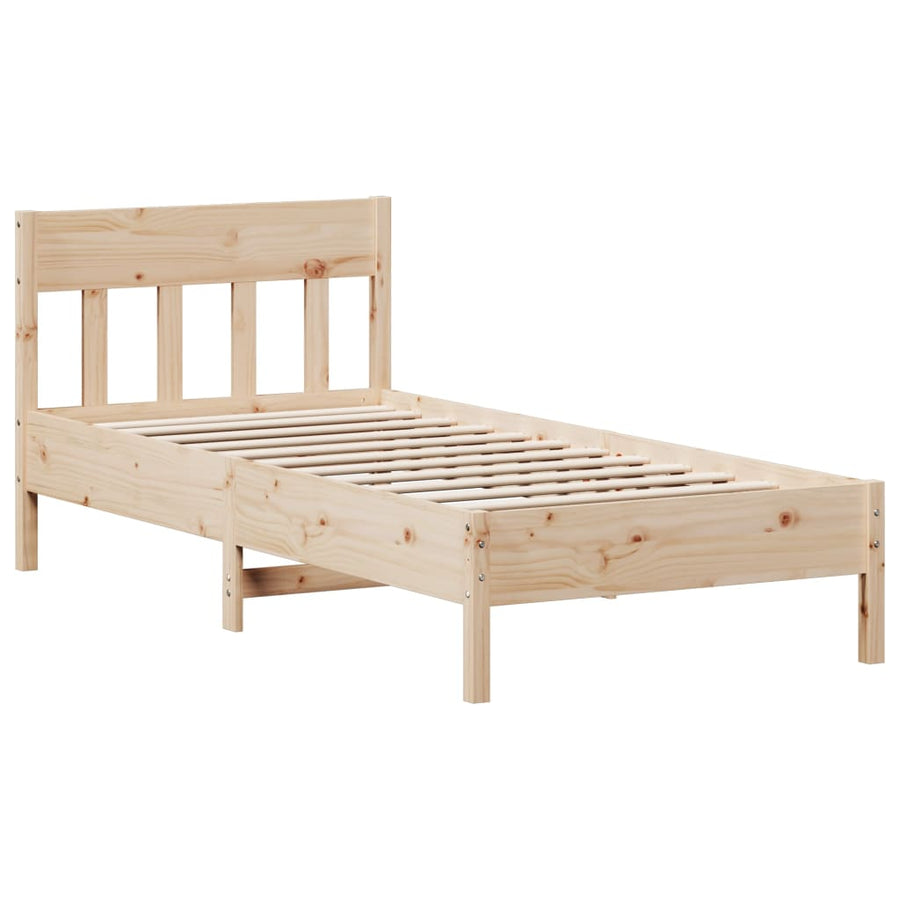 Bed met boekenkast zonder matras massief grenenhout 75x190 cm