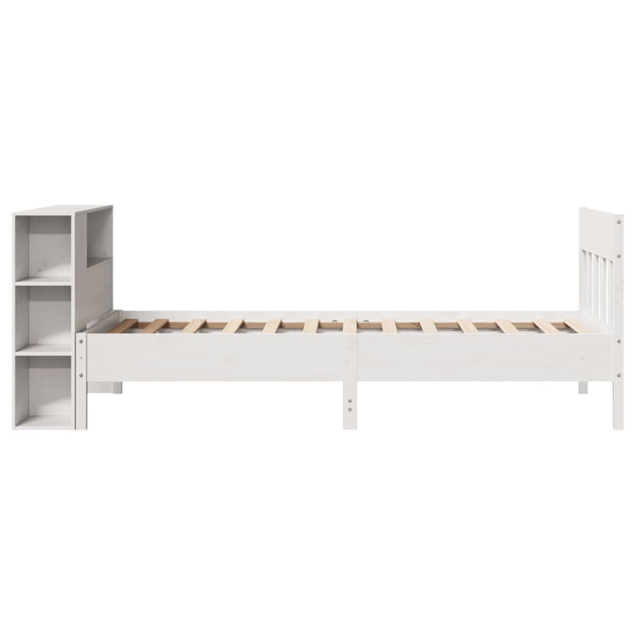Bed met boekenkast zonder matras grenenhout wit 75x190 cm