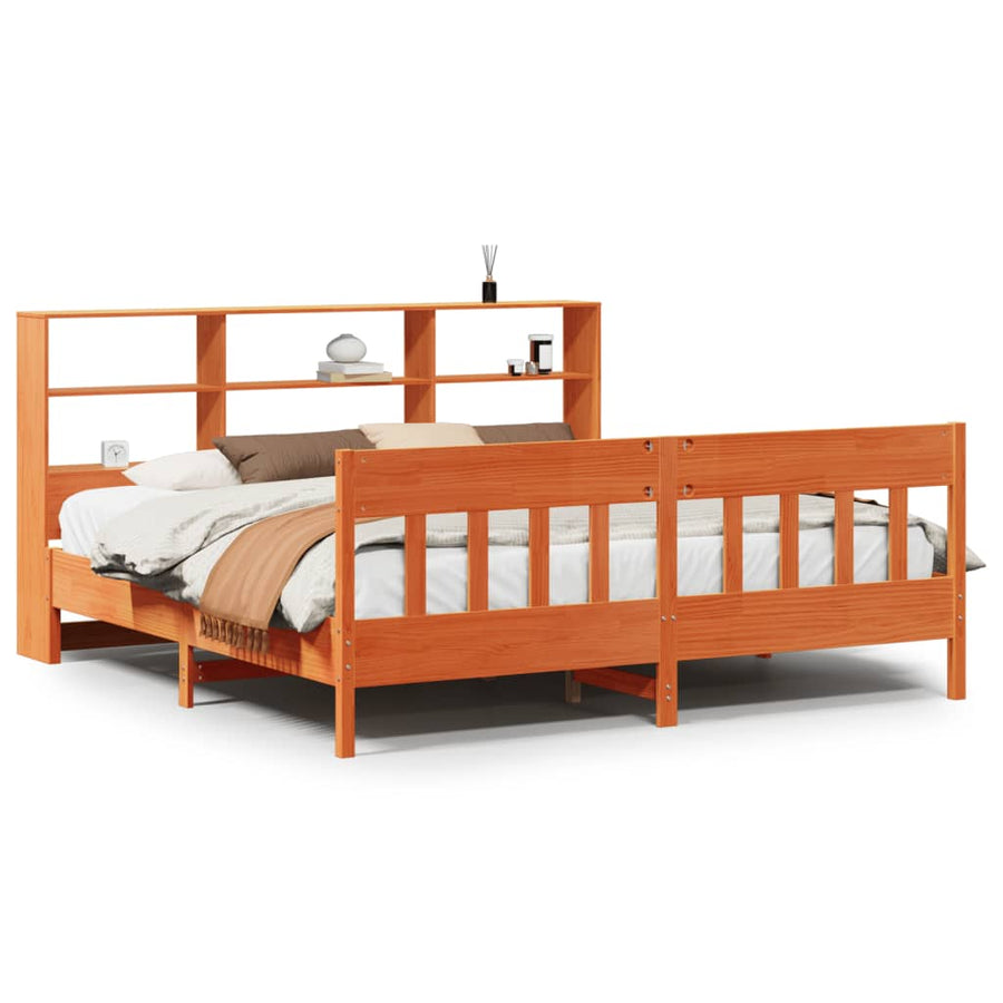 Bedframe zonder matras massief grenenhout wasbruin 200x200 cm