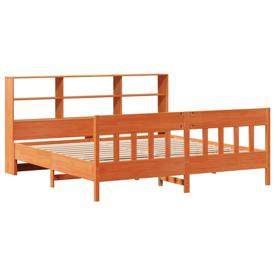 Bedframe zonder matras massief grenenhout wasbruin 200x200 cm