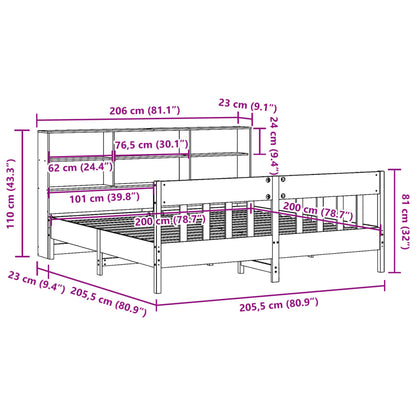 Bedframe zonder matras massief grenenhout wasbruin 200x200 cm