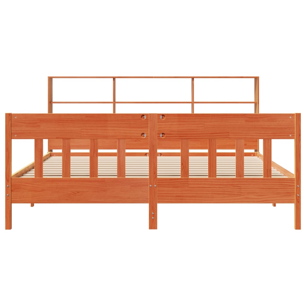 Bedframe zonder matras massief grenenhout wasbruin 200x200 cm