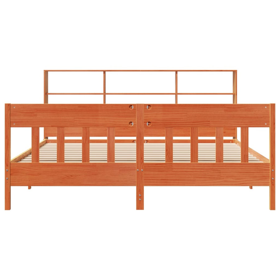 Bedframe zonder matras massief grenenhout wasbruin 200x200 cm