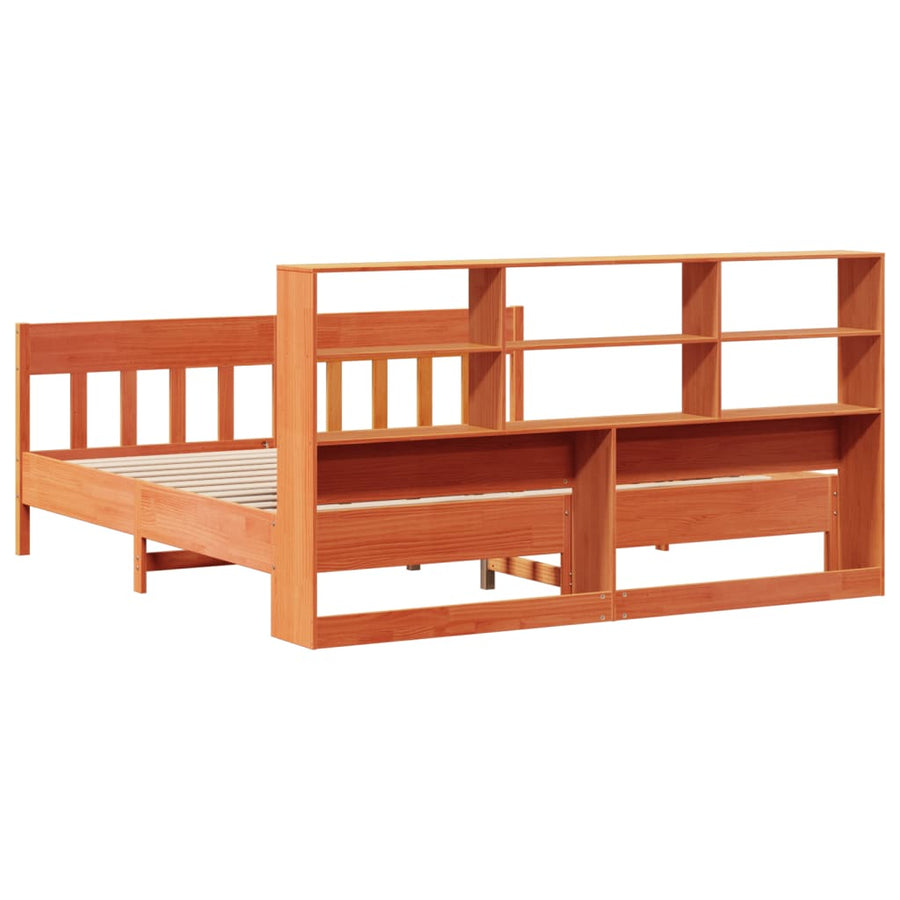 Bedframe zonder matras massief grenenhout wasbruin 180x200 cm