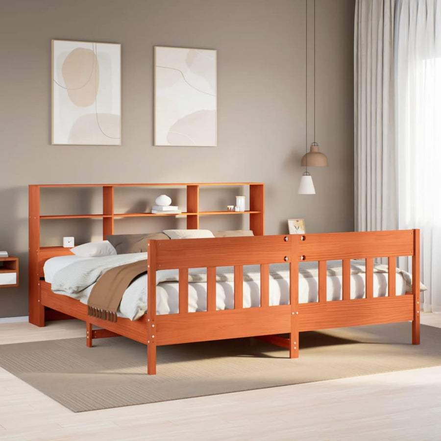 Bedframe zonder matras massief grenenhout wasbruin 180x200 cm