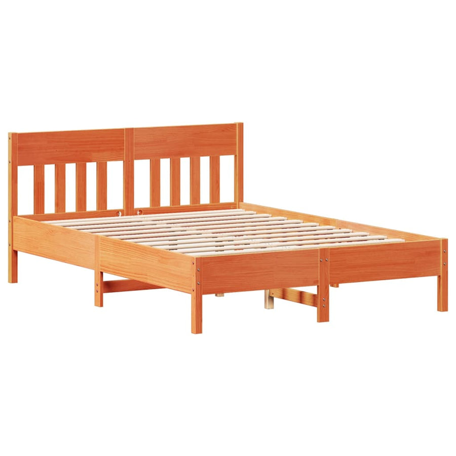 Bedframe zonder matras massief grenenhout wasbruin 160x200 cm