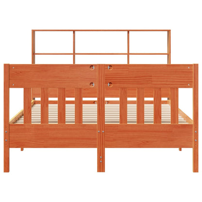 Bedframe zonder matras massief grenenhout wasbruin 140x200 cm