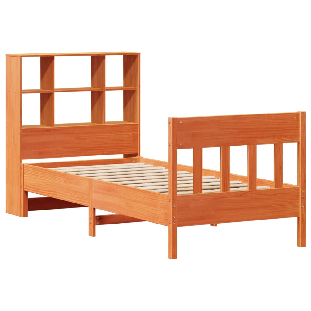 Bedframe zonder matras massief grenenhout wasbruin 100x200 cm