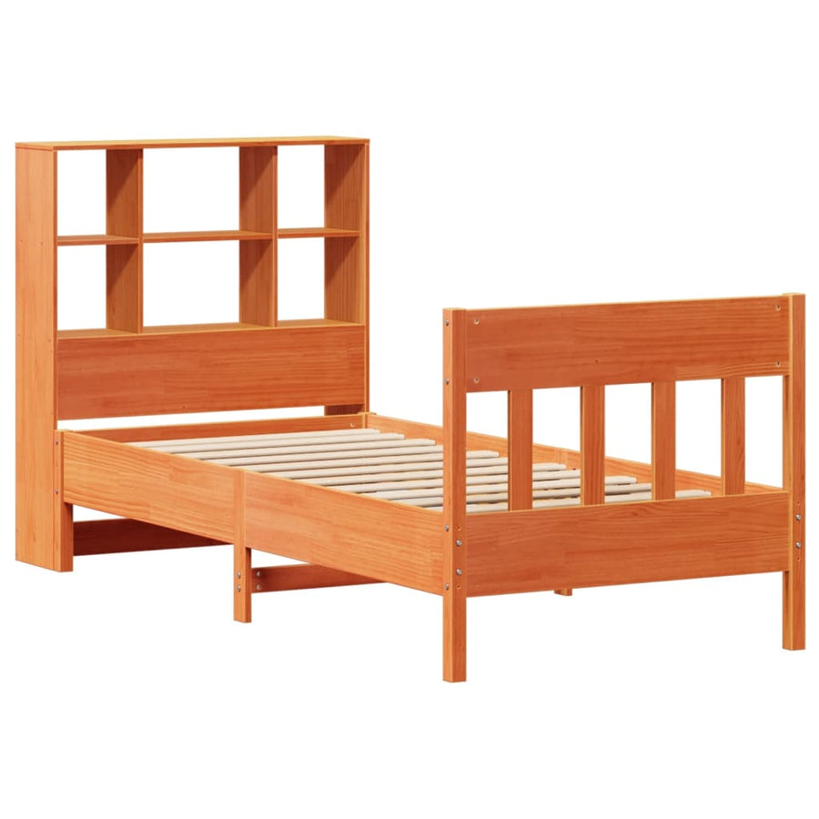 Bedframe zonder matras massief grenenhout wasbruin 100x200 cm