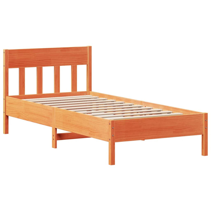Bedframe zonder matras massief grenenhout wasbruin 100x200 cm