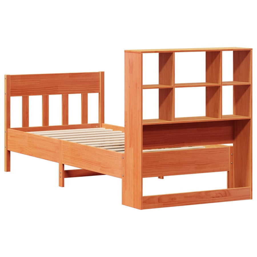Bedframe zonder matras massief grenenhout wasbruin 100x200 cm