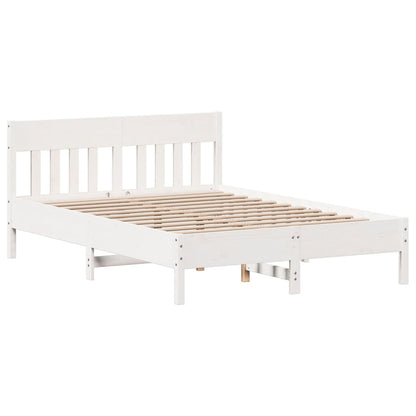 Bedframe zonder matras massief grenenhout wit 140x190 cm