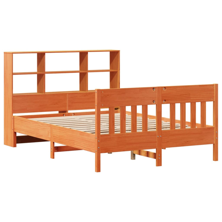 Bedframe zonder matras massief grenenhout wasbruin 135x190 cm