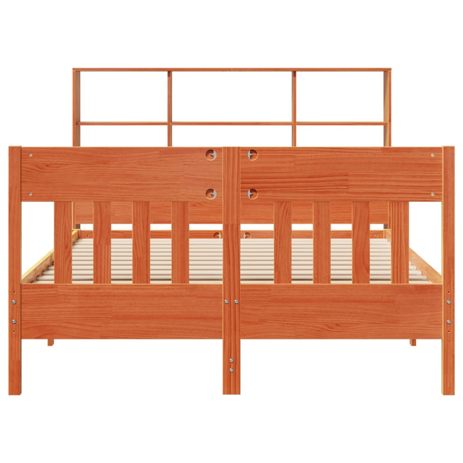 Bedframe zonder matras massief grenenhout wasbruin 135x190 cm