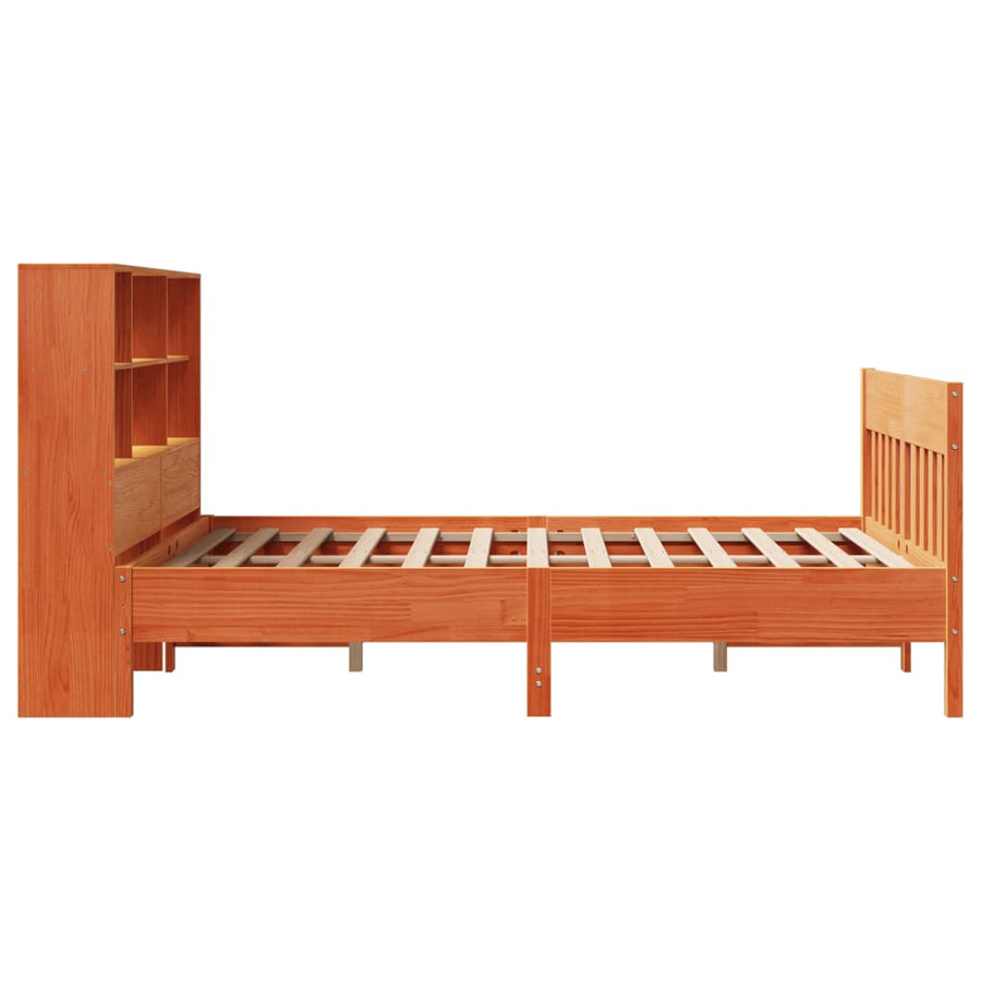 Bedframe zonder matras massief grenenhout wasbruin 135x190 cm