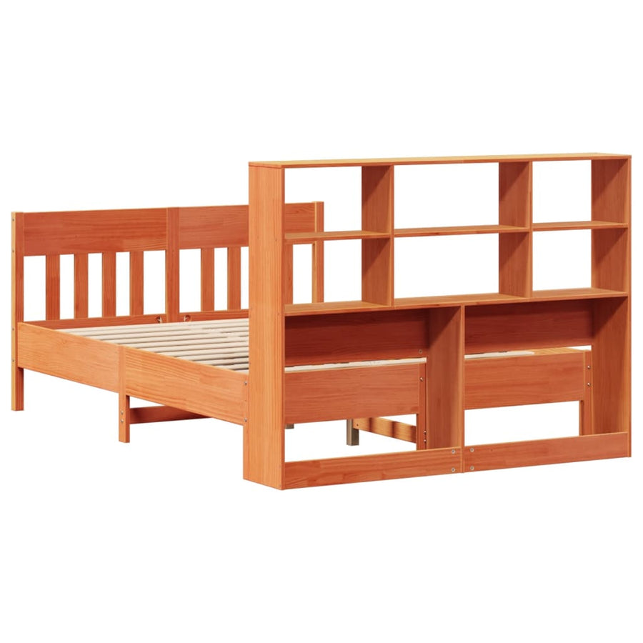 Bedframe zonder matras massief grenenhout wasbruin 135x190 cm