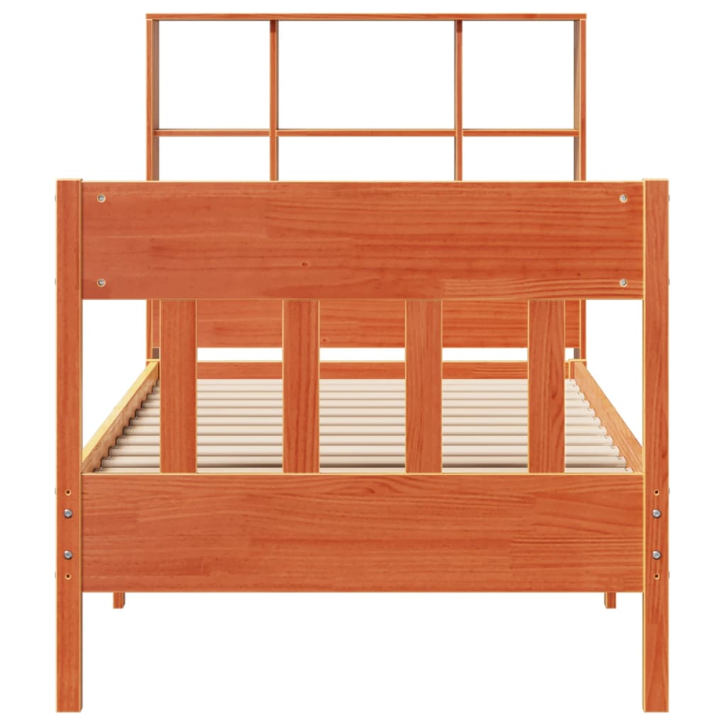 Bedframe zonder matras massief grenenhout wasbruin 75x190 cm