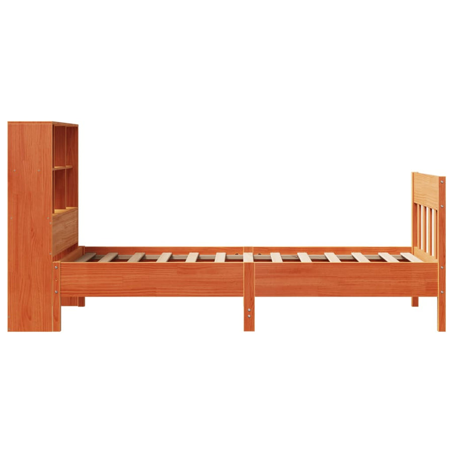 Bedframe zonder matras massief grenenhout wasbruin 75x190 cm