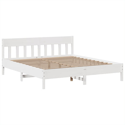 Bedframe zonder matras massief grenenhout wit 180x200 cm