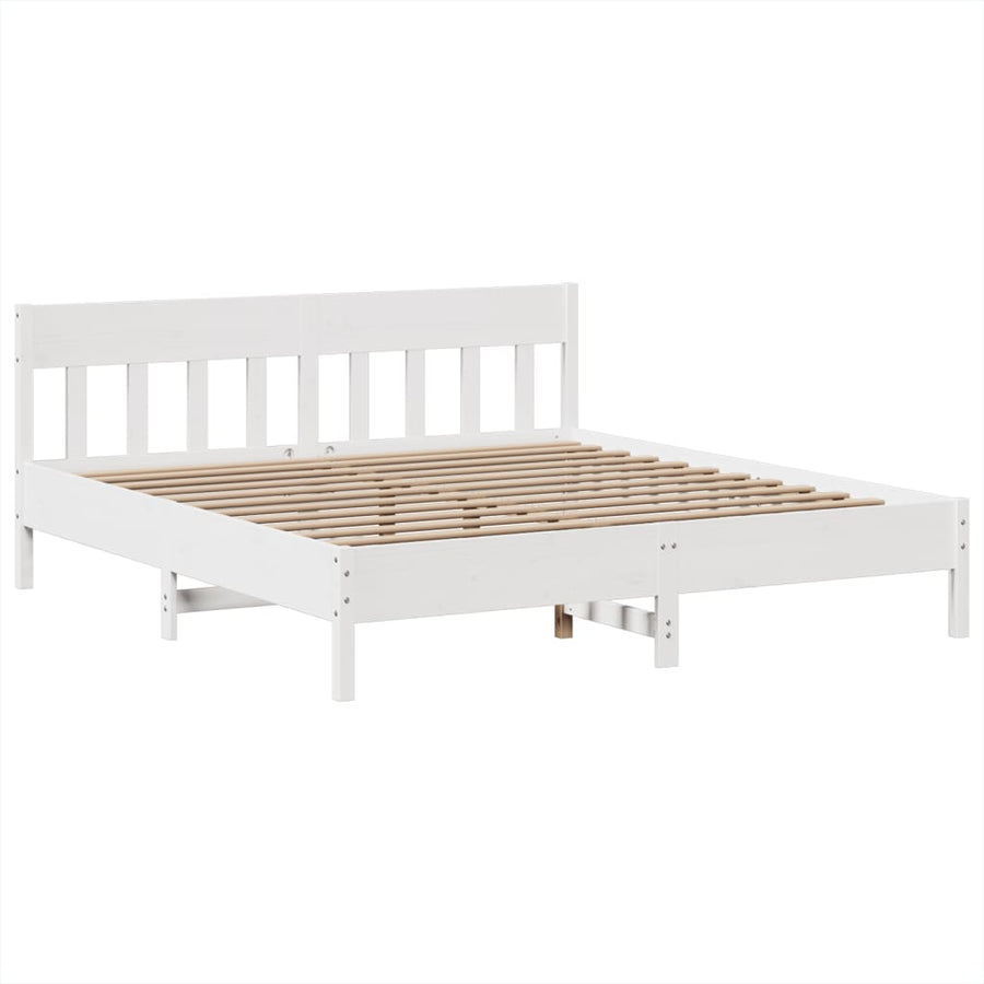 Bedframe zonder matras massief grenenhout wit 180x200 cm