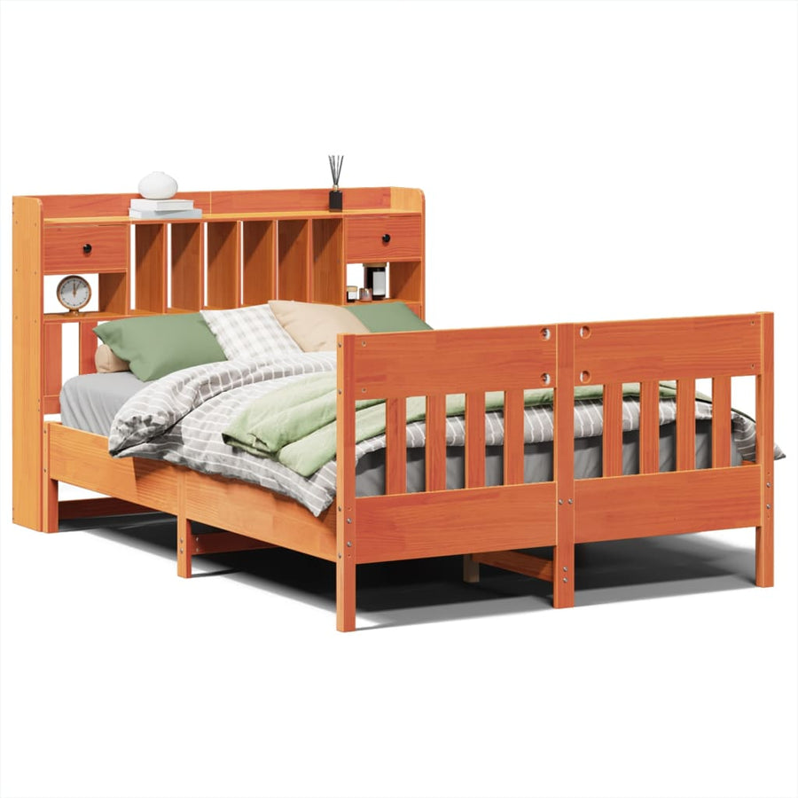Bedframe zonder matras massief grenenhout wasbruin 160x200 cm