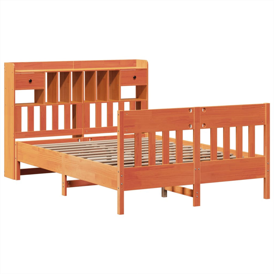 Bedframe zonder matras massief grenenhout wasbruin 160x200 cm