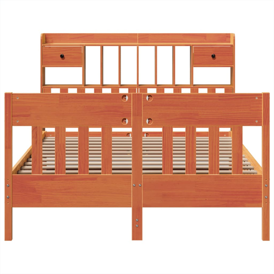Bedframe zonder matras massief grenenhout wasbruin 160x200 cm