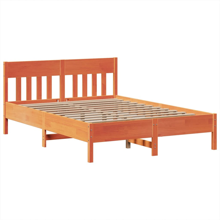 Bedframe zonder matras massief grenenhout wasbruin 160x200 cm
