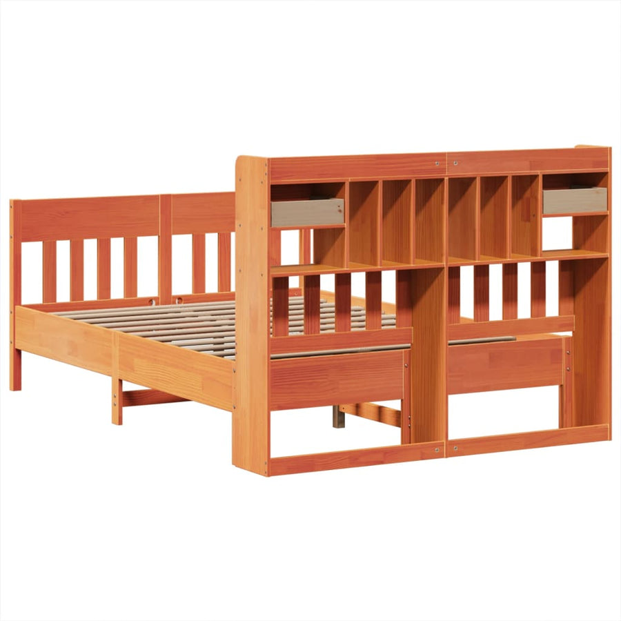 Bedframe zonder matras massief grenenhout wasbruin 160x200 cm