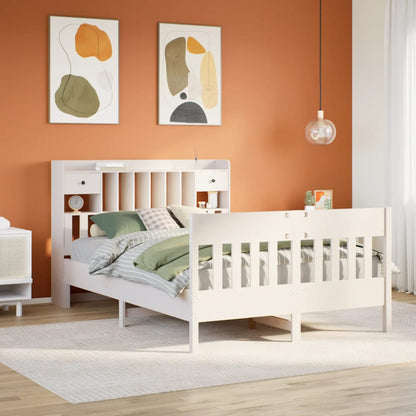 Bedframe zonder matras massief grenenhout wit 140x200 cm
