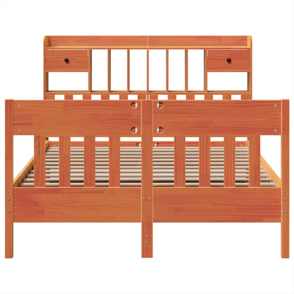 Bedframe zonder matras massief grenenhout wasbruin 140x200 cm