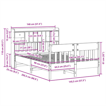Bedframe zonder matras massief grenenhout wasbruin 140x200 cm